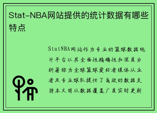 Stat-NBA网站提供的统计数据有哪些特点